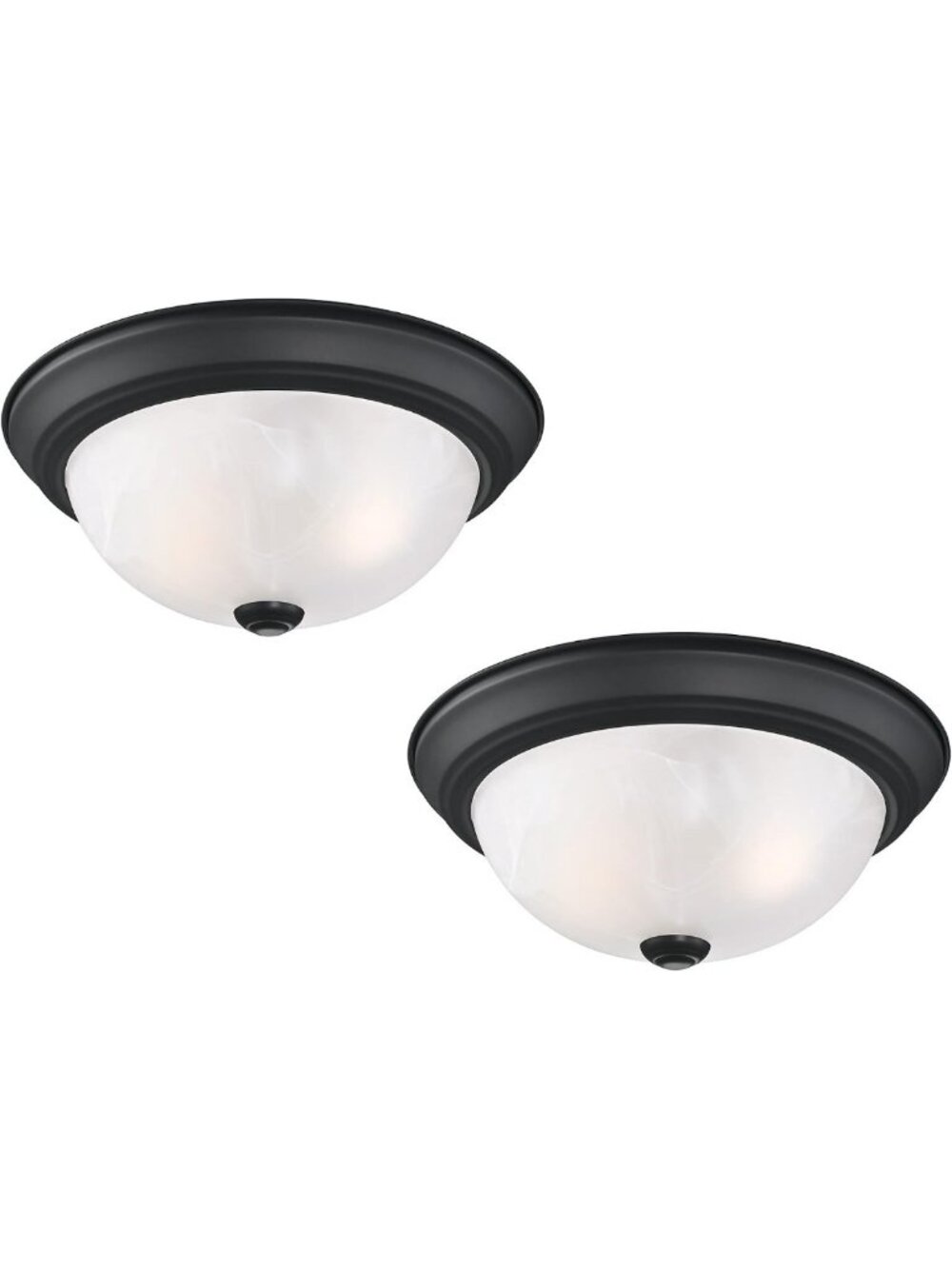 2-Pack Dimmable Ceiling Light Fixtures, Alabaster Glass Shade, Matte Black